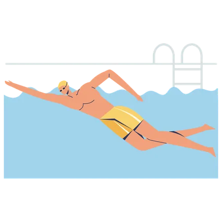 Man doing Freestyle Stroke technique for swimming  Illustration