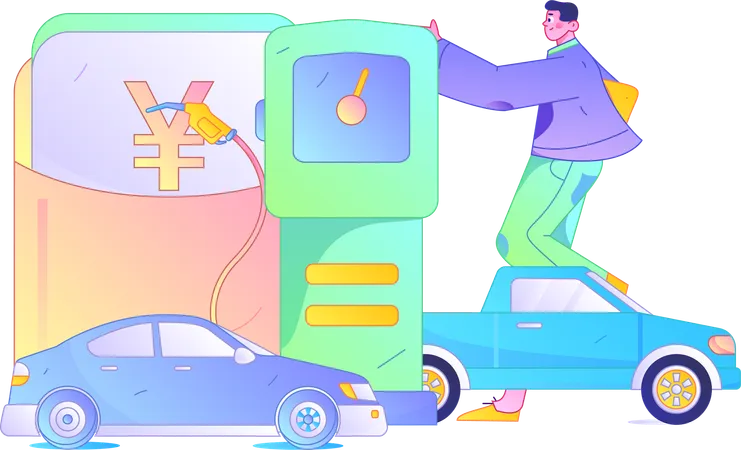 Man doing fuel payment at fuel station  Illustration