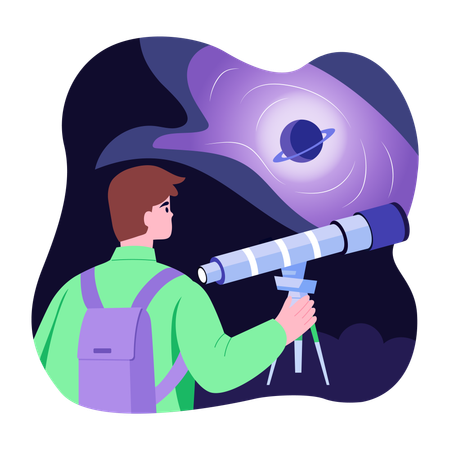 Man doing galaxy research  Illustration