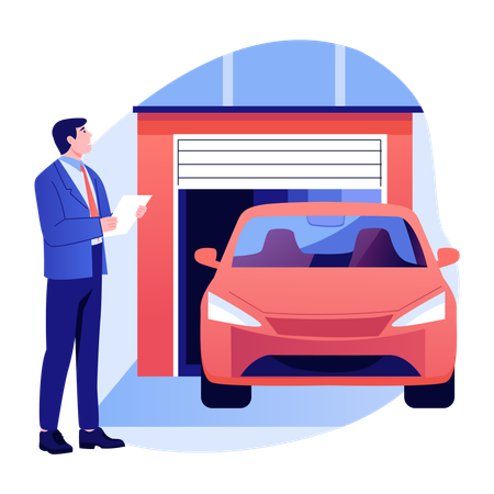 Man doing garage inspection  Illustration