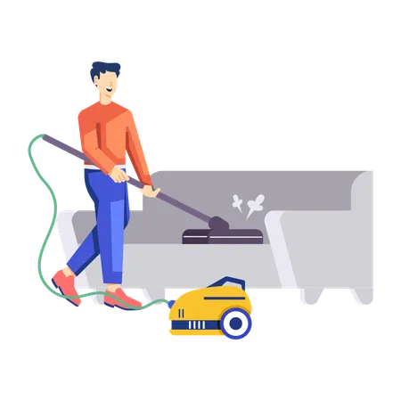 Man doing Garbage Cleaning  Illustration