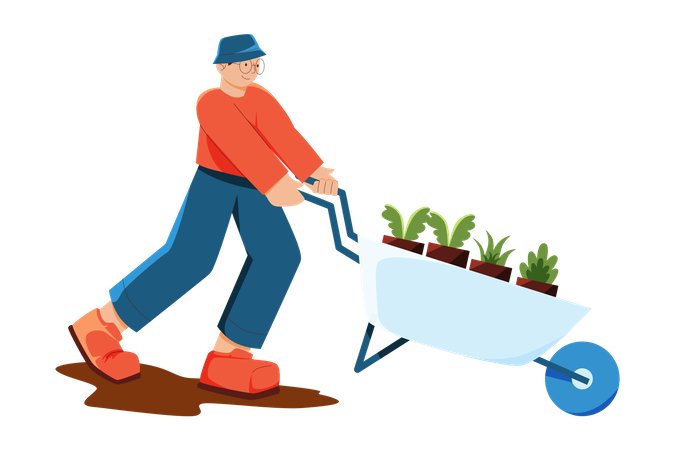 Man doing gardening  Illustration