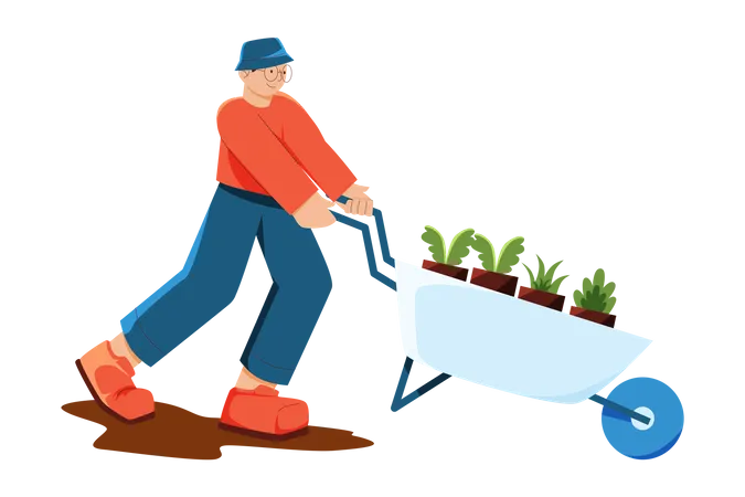 Man doing gardening  Illustration