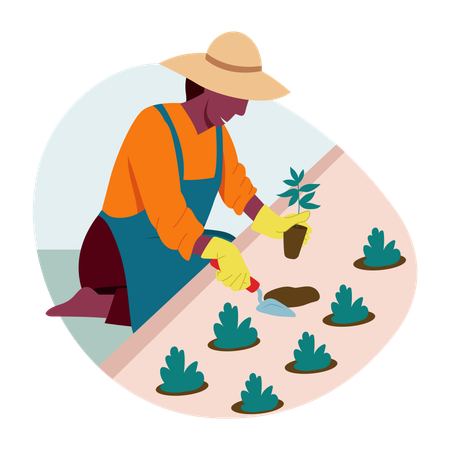 Man doing Gardening  Illustration