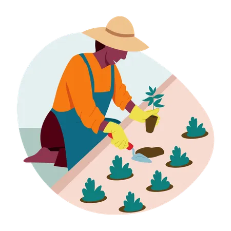 Man doing Gardening  Illustration