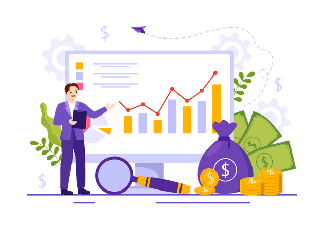 Man doing GDP analysis  Illustration