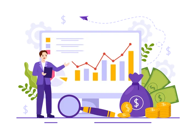 Man doing GDP analysis  Illustration