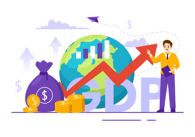 Man doing GDP growth analysis  Illustration