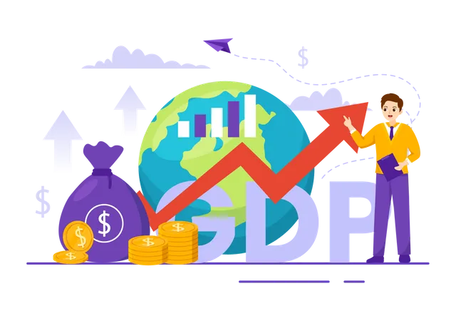 Man doing GDP growth analysis  Illustration