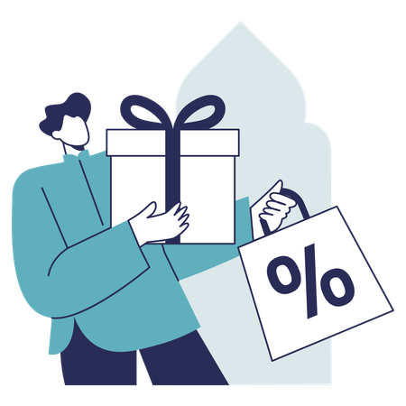 Man doing Gift box Shopping  Illustration