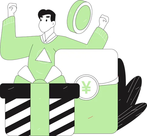 Man doing gift payment  Illustration
