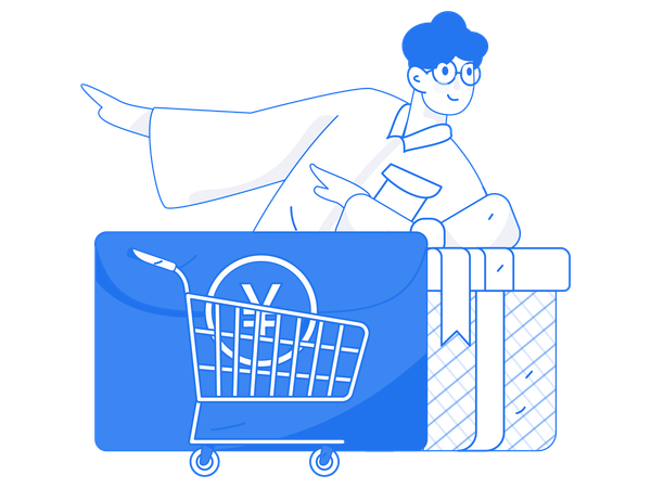 Man doing gift shopping  Illustration