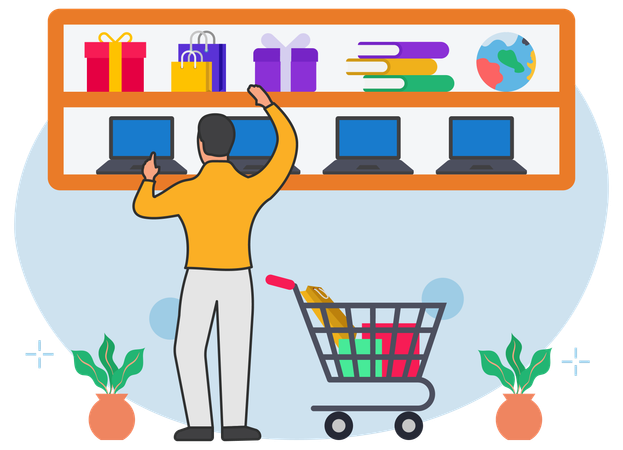 Man doing gift shopping  Illustration