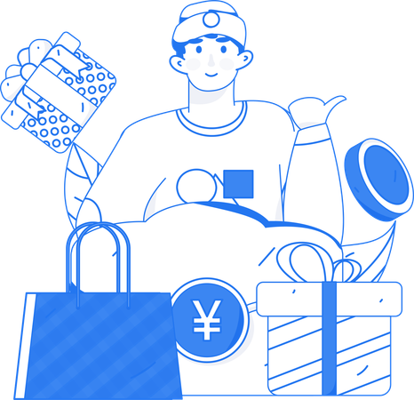 Man doing gift shopping  Illustration