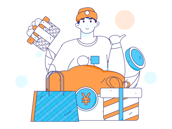 Man doing gift shopping  Illustration