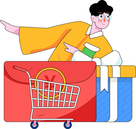 Man doing gift shopping  Illustration