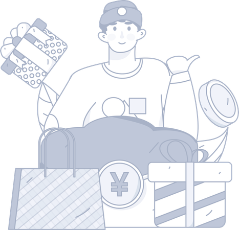 Man doing gift shopping  Illustration