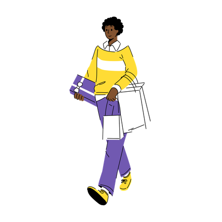 Man doing Gift Shopping while Carrying Bags  Illustration