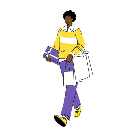 Man doing Gift Shopping while Carrying Bags  Illustration