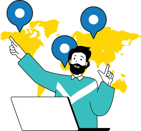 Man doing global business  Illustration