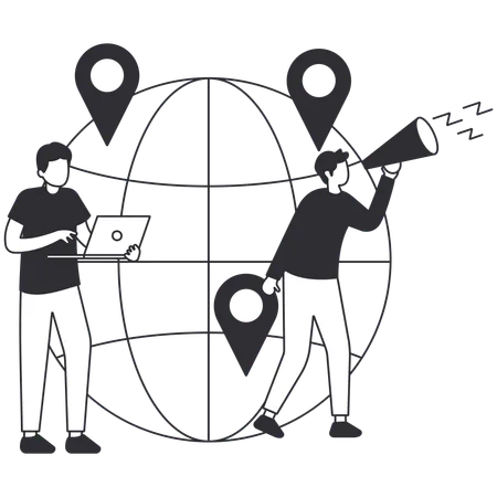 Man doing Global Connection  イラスト