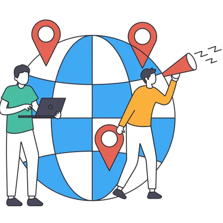 Man doing Global Connection  Illustration