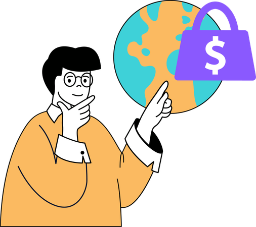 Man doing global financial business  Illustration