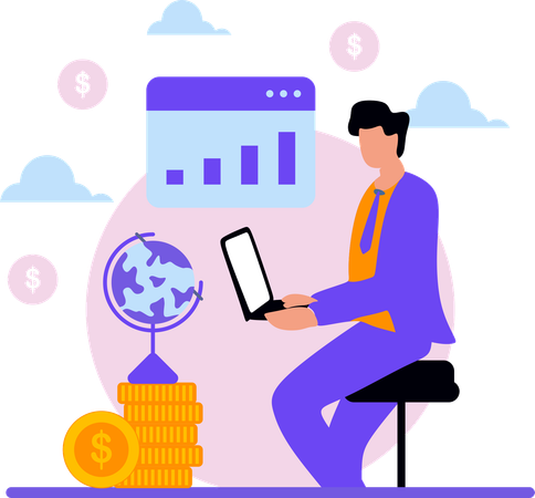 Man doing global trade  Illustration