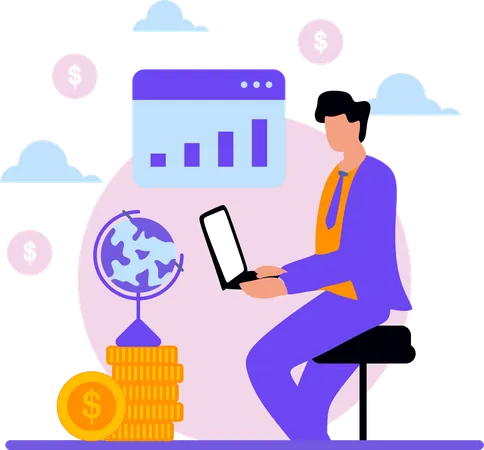 Man doing global trade  Illustration