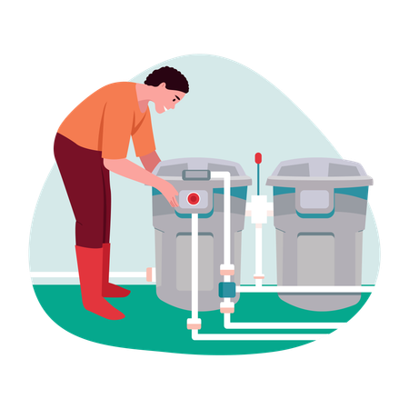 Man doing Grey water recycling  Illustration