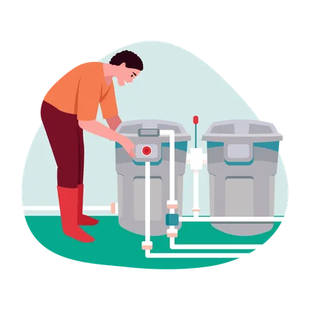 Man doing Grey water recycling  Illustration