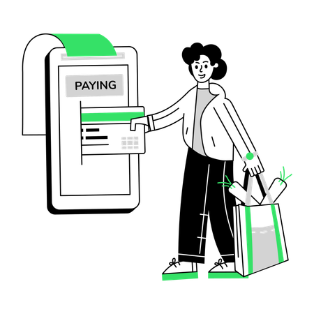 Man doing Grocery Payment  Illustration