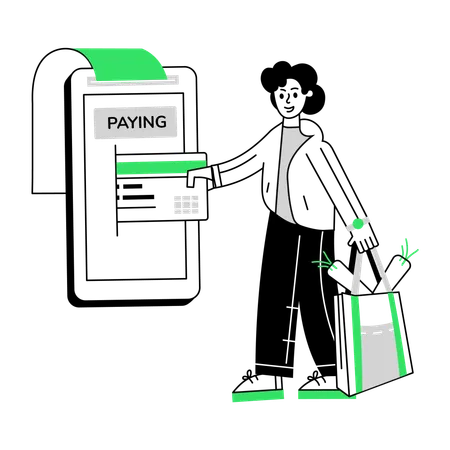 Man doing Grocery Payment  Illustration