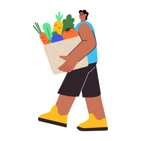Man doing Grocery shopping  Illustration