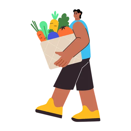 Man doing Grocery shopping  Illustration