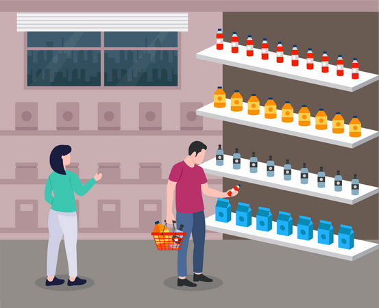 Man doing grocery shopping Illustration