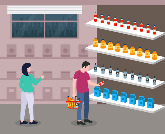 Man doing grocery shopping  Illustration