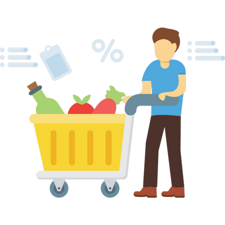 Man doing grocery shopping  Illustration