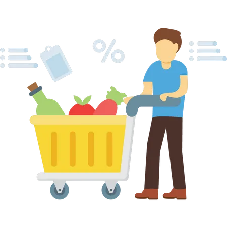 Man doing grocery shopping  Illustration