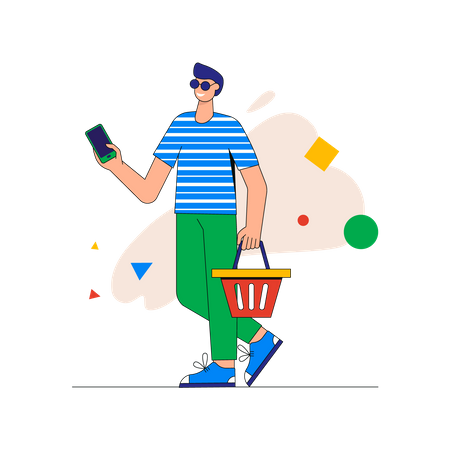 Man doing grocery shopping  Illustration