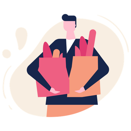 Man doing Grocery shopping  Illustration