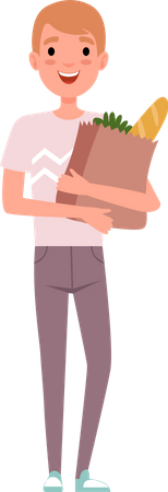 Man doing grocery shopping  Illustration