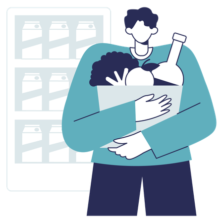 Man doing grocery shopping  Illustration