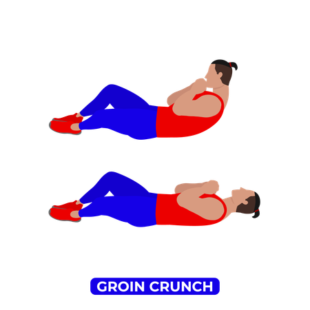 Man Doing Groin Crunch Exercise  일러스트레이션