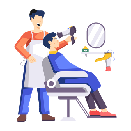 Man doing grooming at salon  Illustration