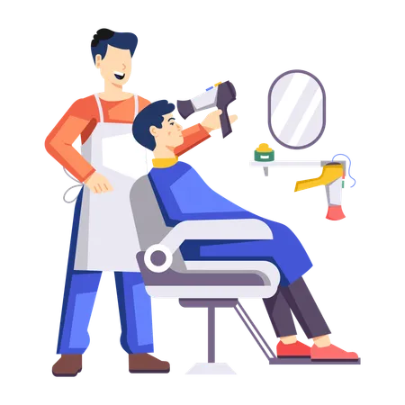 Man doing grooming at salon  Illustration