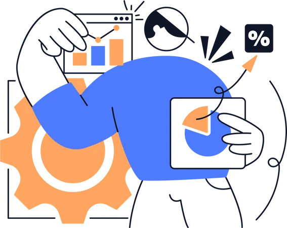 Man doing growth analysis  Illustration