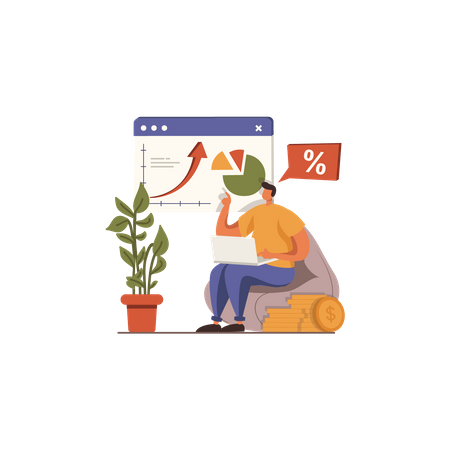 Man doing growth analysis  Illustration