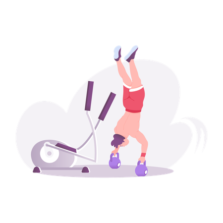 Man Doing Handstand  Illustration