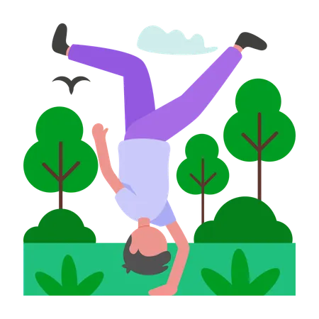 Man doing Handstand Practice Illustration